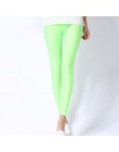 CUHAKCI kobiety błyszczące spodnie legginsy gorąca sprzedaży legginsy jednokolorowe fluorescencyjne elastan elastyczność spodnie
