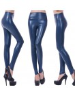 Klasyczne legginsy ze sztucznej skóry z wysokim stanem elastyczne eleganckie modne oryginalne