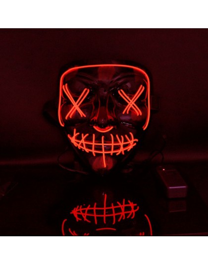 2020 Halloween maska LED maski oczyszczające wybory Mascara kostium impreza z dj-em zapalają maski świecą w ciemnym filmie Cospl