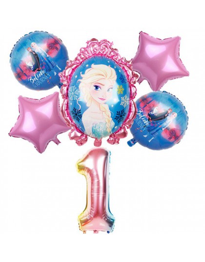 6 sztuk elsa Disney mrożone księżniczka balony z helem 32 cal numer Baby shower dziewczyna folia globos dekoracje na imprezę uro