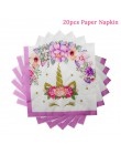 Jednorożec dekoracja urodzinowa obrus papierowe serwetki talerze stojak na babeczki Baby Shower jednorożec Decor akcesoria na im