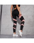 NORMOV kobiety legginsy moda siatkowy patchwork drążą wysokiej talii Push Up leginsy do kostek legginsy Fitness legginsy Feminin