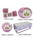Jednorożec dekoracja urodzinowa obrus papierowe serwetki talerze stojak na babeczki Baby Shower jednorożec Decor akcesoria na im