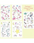 TAOUP 5pc jednorazowy tatuaż jednorożec naklejki z okazji urodzin jednorożec wystrój Baby Shower dziewczyna Unicornio Birthday P