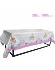 Jednorożec dekoracja urodzinowa obrus papierowe serwetki talerze stojak na babeczki Baby Shower jednorożec Decor akcesoria na im