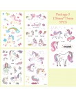 TAOUP 5pc jednorazowy tatuaż jednorożec naklejki z okazji urodzin jednorożec wystrój Baby Shower dziewczyna Unicornio Birthday P