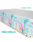 Jednorożec dekoracja urodzinowa obrus papierowe serwetki talerze stojak na babeczki Baby Shower jednorożec Decor akcesoria na im