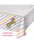 Jednorożec dekoracja urodzinowa obrus papierowe serwetki talerze stojak na babeczki Baby Shower jednorożec Decor akcesoria na im