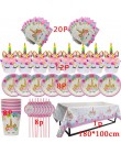 Jednorożec dekoracja urodzinowa obrus papierowe serwetki talerze stojak na babeczki Baby Shower jednorożec Decor akcesoria na im
