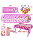Jednorożec dekoracja urodzinowa obrus papierowe serwetki talerze stojak na babeczki Baby Shower jednorożec Decor akcesoria na im