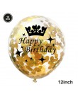 Złoto konfetti formularz e-maila znajdą balony 12 cal nadmuchiwany balon lateksowe czarne baner urodzinowy dekoracja urodzinowa 