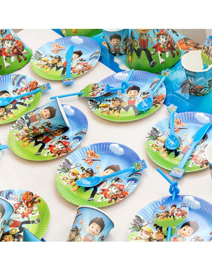 Nowy 10 sztuk Paw Patrol butelki na wodę papierowe kubki płyta obrus dla 10 dzieci chłopcy Brithday artykuły do dekoracji na imp