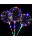 Balon Led przezroczysty hel jasne świecące balony z kijami ślubne dekoracje na imprezę urodzinową dzieci LED lekki balon