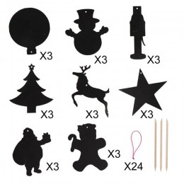 OurWarm 24 sztuk magiczny kolor zdrapka boże narodzenie ozdoby choinkowe zarysowania papier artystyczny Coloring Cards skrobanie