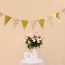 12 flagi 18cm różowe złoto girlandy urodziny chorągiewki banery proporczyk Baby Shower ślub Garland flagi artykuły do dekoracji 