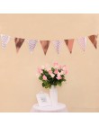 12 flagi 18cm różowe złoto girlandy urodziny chorągiewki banery proporczyk Baby Shower ślub Garland flagi artykuły do dekoracji 