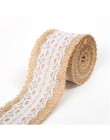 2 metry/szt. Szerokość 5cm juta juta rolki wstążka jutowa z koronką wiejskie dekoracje ślubne w stylu vintage Ornament juta Wedd