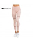CHRLEISURE wypracować różowe legginsy kobiet wiosna kostki Softe legginsy z siatką szwy Hollow Slim Push Up Lady Legging