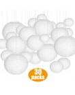 30 sztuk białe lampiony papierowe/Led Lights różnych rozmiarów 4 "-14" chiński Lampion na wesela Baby Shower Xmas imprezy i wyda