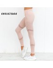 CHRLEISURE wypracować różowe legginsy kobiet wiosna kostki Softe legginsy z siatką szwy Hollow Slim Push Up Lady Legging