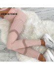 CHRLEISURE wypracować różowe legginsy kobiet wiosna kostki Softe legginsy z siatką szwy Hollow Slim Push Up Lady Legging