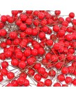 50 sztuk Mini perła plastikowe pręciki sztuczne kwiaty owocowe pręciki wiśnia na ślub boże narodzenie DIY pudełko wieńce dekorac