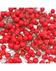 50 sztuk Mini perła plastikowe pręciki sztuczne kwiaty owocowe pręciki wiśnia na ślub boże narodzenie DIY pudełko wieńce dekorac