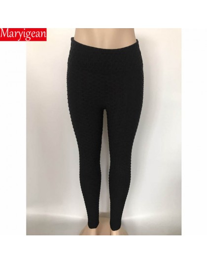 Maryigean solidne Legging kobiety poliester super elastyczna spodnie z wysokim stanem legginsy treningowe Push Up Fitness kobiet