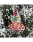 HUADODO 3 sztuk boże narodzenie do ciężarówek drewniane zawieszki ozdoby na boże narodzenie drzewa Ornament nowy rok dekoracje P