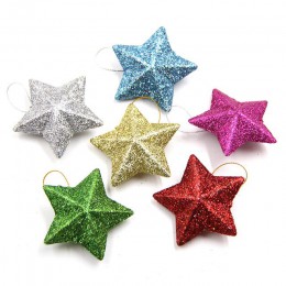 6 sztuk/partia 5CM DIY Gillter gwiazdy zawieszki świąteczne do dekoracji DIY Craft dla dzieci prezent ozdoba na choinkę dekoracj