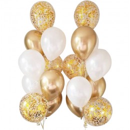 18 sztuk 10/12 calowy biały i złoty balon metaliczny opłatek imprezowe balony dekoracje akcesoria na wesele, urodziny, imprezę