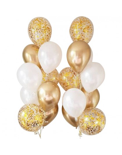 18 sztuk 10/12 calowy biały i złoty balon metaliczny opłatek imprezowe balony dekoracje akcesoria na wesele, urodziny, imprezę