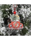 HUADODO 3 sztuk boże narodzenie do ciężarówek drewniane zawieszki ozdoby na boże narodzenie drzewa Ornament nowy rok dekoracje P