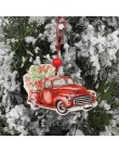 HUADODO 3 sztuk boże narodzenie do ciężarówek drewniane zawieszki ozdoby na boże narodzenie drzewa Ornament nowy rok dekoracje P