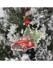 HUADODO 3 sztuk boże narodzenie do ciężarówek drewniane zawieszki ozdoby na boże narodzenie drzewa Ornament nowy rok dekoracje P