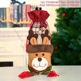 QIFU świąteczny pokrowiec na butelkę wina Snowman Stocking torby na prezenty świąteczne Xmas worek do pakowania Navidad prezentu