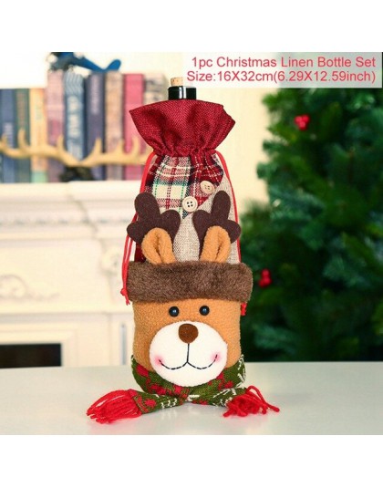 QIFU świąteczny pokrowiec na butelkę wina Snowman Stocking torby na prezenty świąteczne Xmas worek do pakowania Navidad prezentu