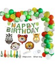 Cyuan dżungla dekoracja urodzinowa zielone balony cyfry balon ze zwierzęciem impreza w stylu Safari papierowy kubek i talerz Ban