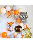 1 zestaw balony ze zwierzętami Raccoon Fox wiewiórka jeż folia balon z helem jeden urodziny Jungle Party Decor chłopiec Kid zaba
