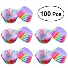 Pieczenie w kuchni 100 szt. Tęczowy papier foremka na ciasto Cupcake Paper Muffin taca imprezowa pieczenie stoi papilotki do cia