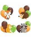 1 zestaw balony ze zwierzętami Raccoon Fox wiewiórka jeż folia balon z helem jeden urodziny Jungle Party Decor chłopiec Kid zaba