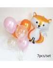 1 zestaw balony ze zwierzętami Raccoon Fox wiewiórka jeż folia balon z helem jeden urodziny Jungle Party Decor chłopiec Kid zaba