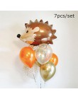 1 zestaw balony ze zwierzętami Raccoon Fox wiewiórka jeż folia balon z helem jeden urodziny Jungle Party Decor chłopiec Kid zaba