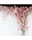 yumai 105cm Fałszywy kwiat wiśni 3 widelec gałąź Sakura Sztuczny kwiat Jedwab Tło weselne Dekoracje ścienne Kwiaty