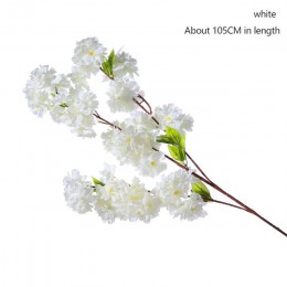 yumai 105cm Fałszywy kwiat wiśni 3 widelec gałąź Sakura Sztuczny kwiat Jedwab Tło weselne Dekoracje ścienne Kwiaty