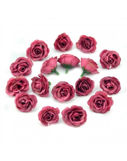 10 sztuk 2.5cm Mini jedwab sztuczne kwiaty róży tkaniny na wesele strona główna dekoracja pokoju DIY akcesoria do sukni sztuczne