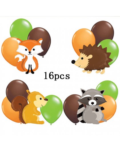 1 zestaw balony ze zwierzętami Raccoon Fox wiewiórka jeż folia balon z helem jeden urodziny Jungle Party Decor chłopiec Kid zaba
