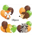 1 zestaw balony ze zwierzętami Raccoon Fox wiewiórka jeż folia balon z helem jeden urodziny Jungle Party Decor chłopiec Kid zaba