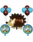 1 zestaw balony ze zwierzętami Raccoon Fox wiewiórka jeż folia balon z helem jeden urodziny Jungle Party Decor chłopiec Kid zaba