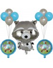 1 zestaw balony ze zwierzętami Raccoon Fox wiewiórka jeż folia balon z helem jeden urodziny Jungle Party Decor chłopiec Kid zaba